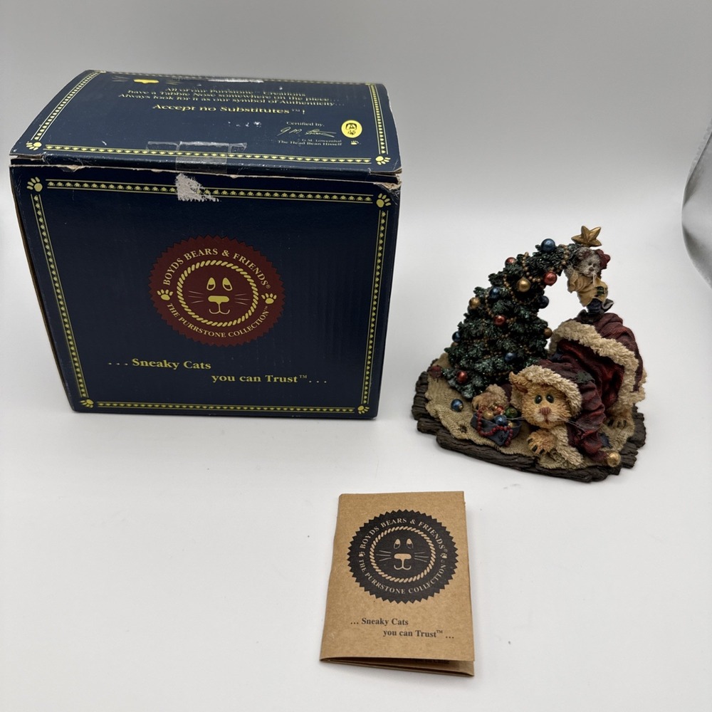 Boyds Bears Purrstone Collection Mrs. Claws w/ Topper Figurine Hang in There